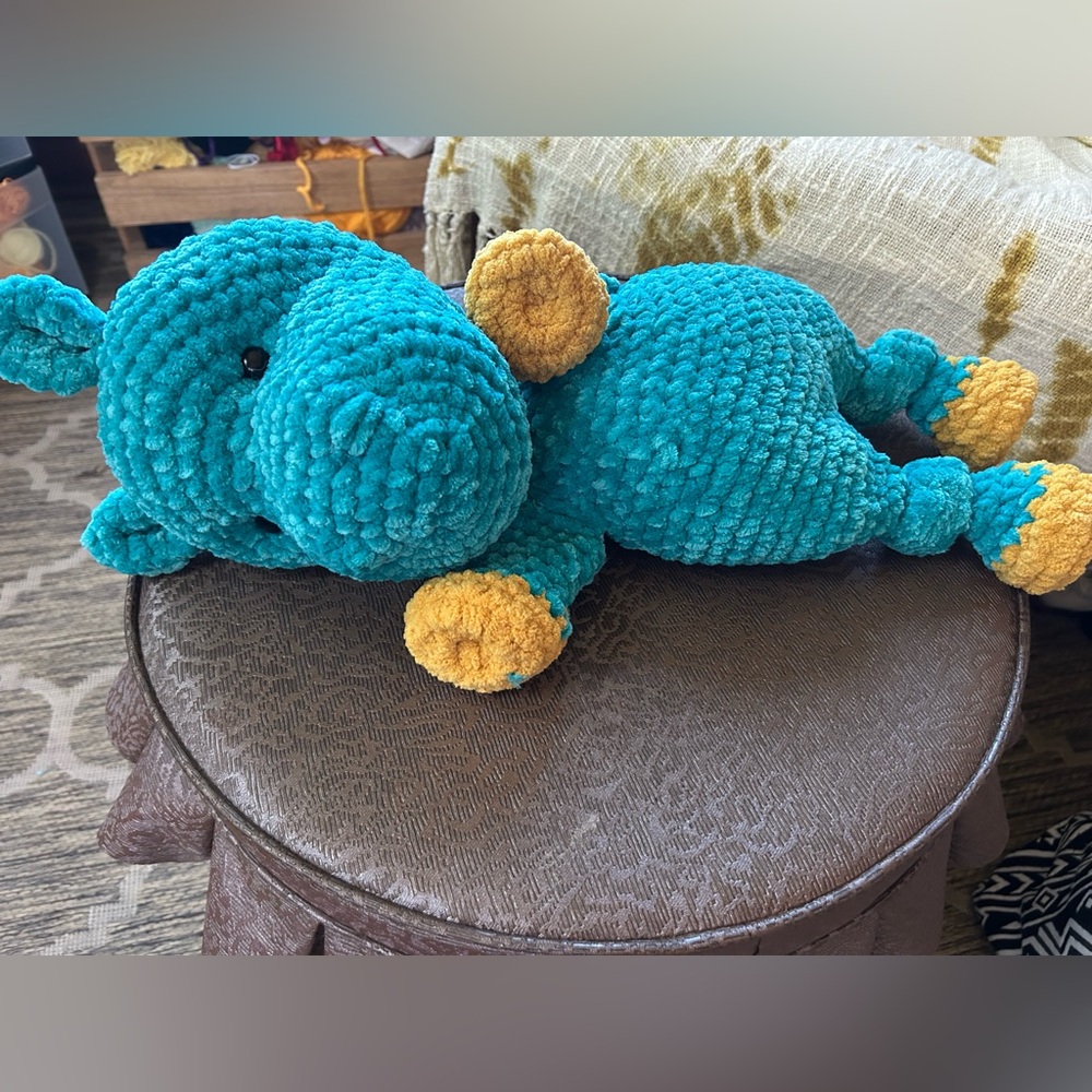 Blue Handmade Crochet Hippo Lovey
